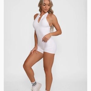 Women's White Sleeveless Romper